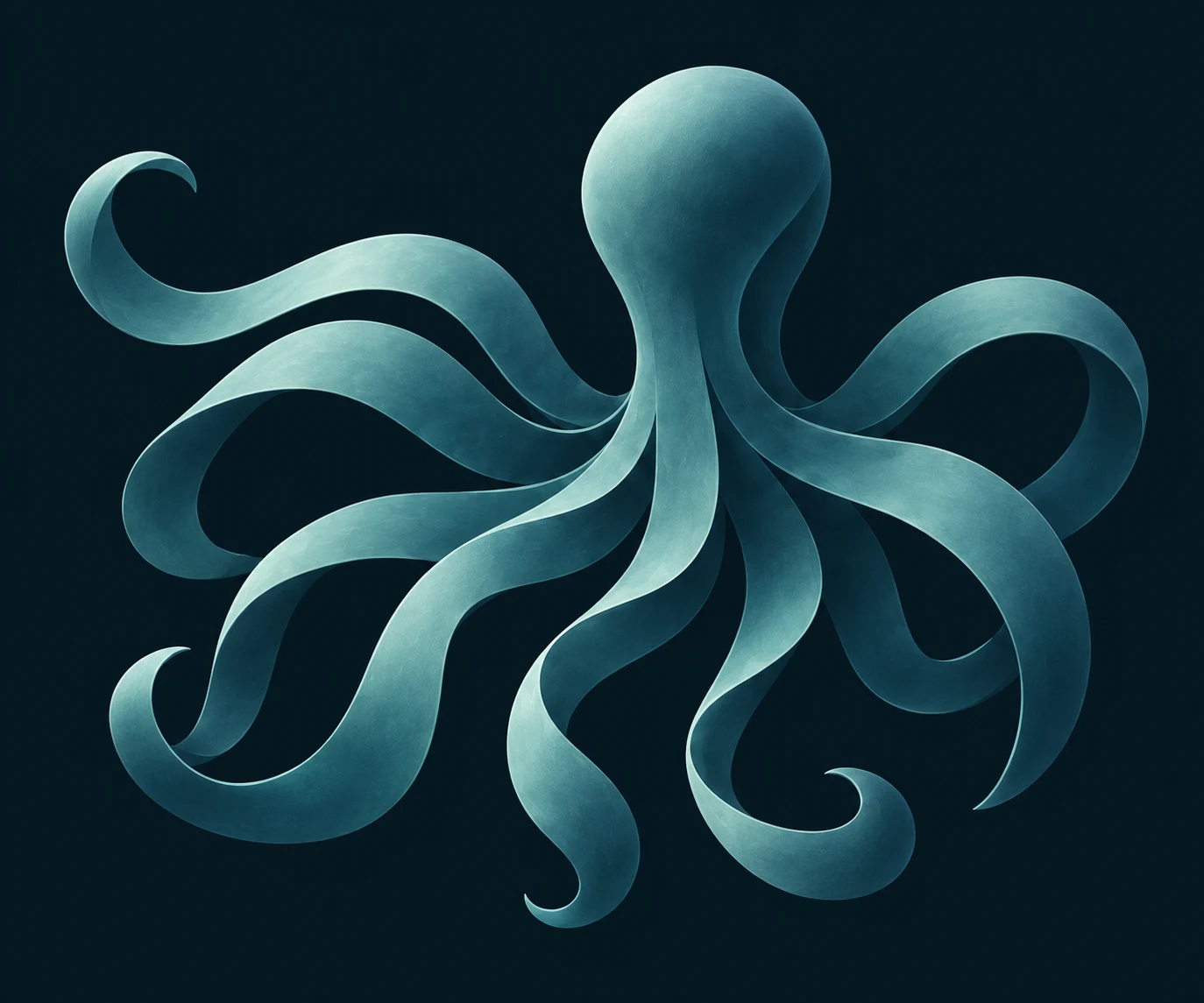 A sea-glass octopus sculpture with flowing arms